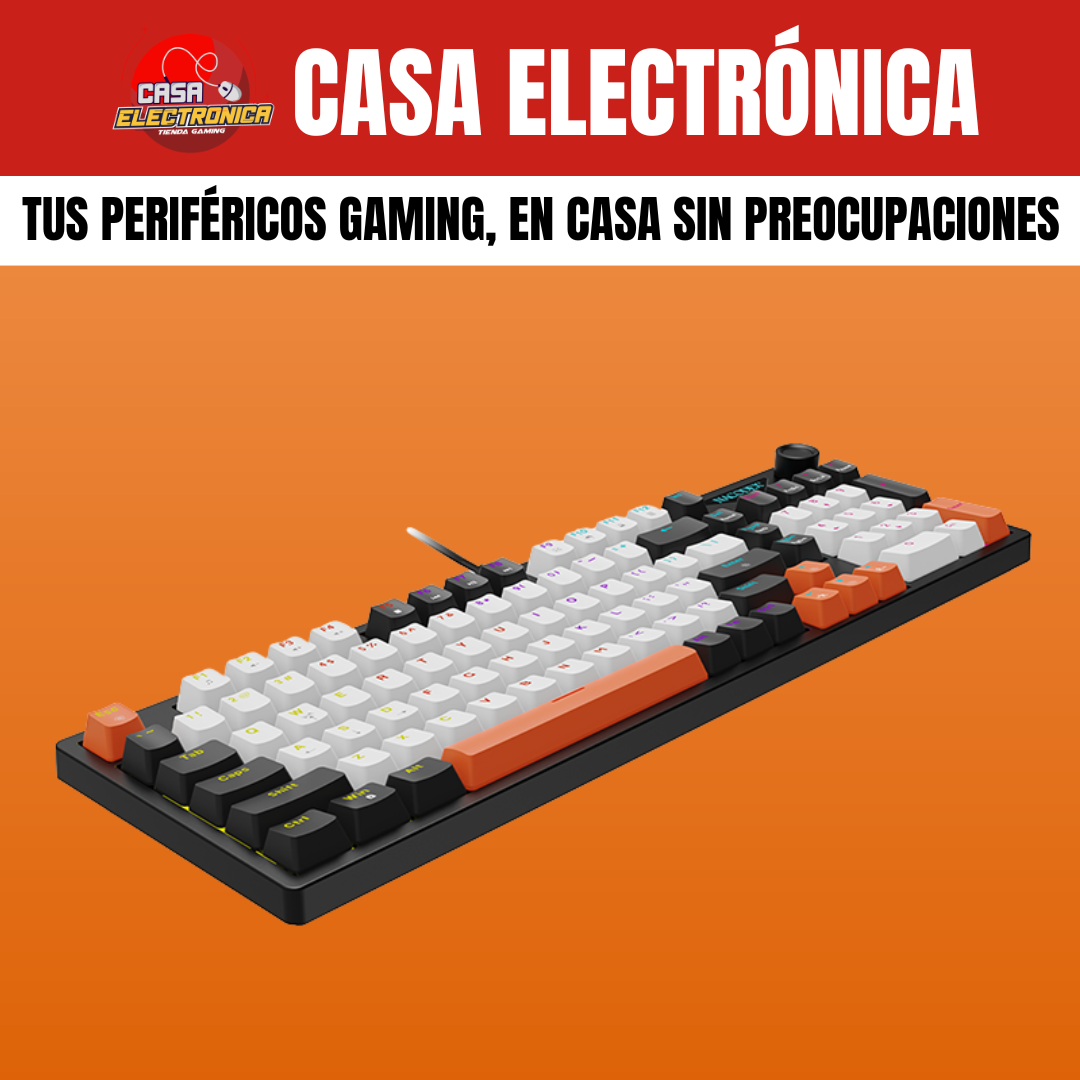 Teclado Mecánico Ajazz NK98 Rainbow 98% Perilla de Volumen Gaming