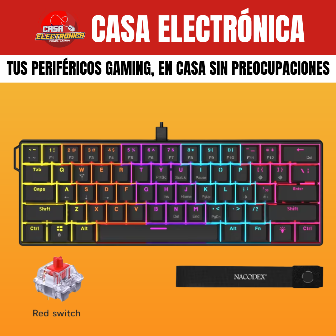 Teclado Mecánico Ajazz NK61 60% Arcoiris Led Gaming