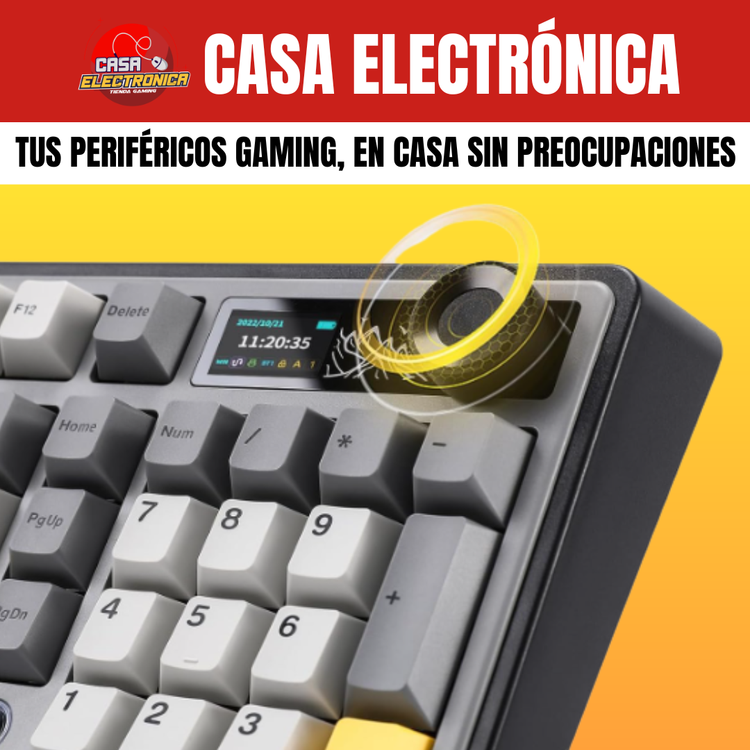 Teclado Inalámbrico Mecánico Ajazz AK980 V2 Con Pantalla 98% Trimodo RGB Con Perilla 10.000 mAH Batería