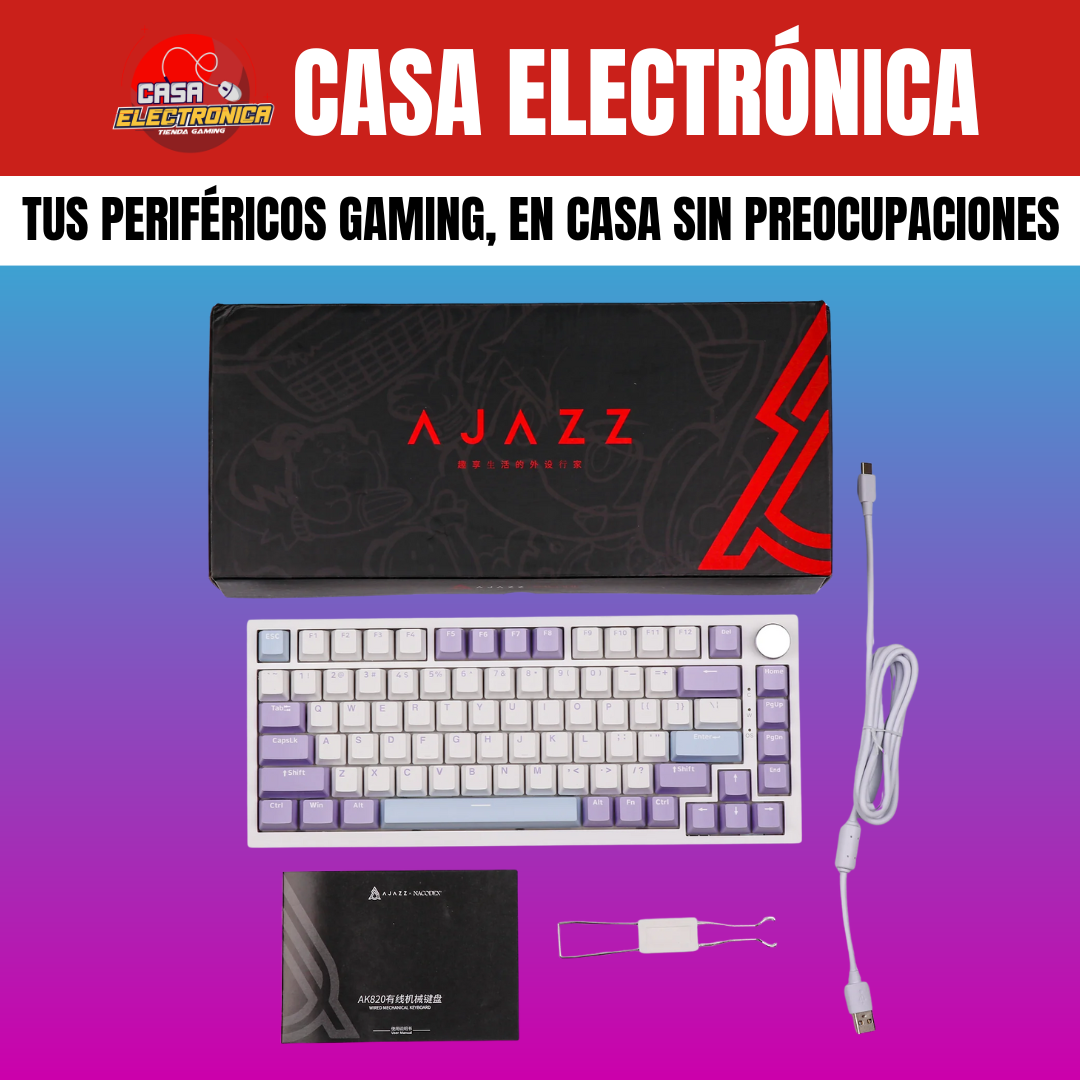 Teclado Mecánico Ajazz AK820 Montaje Gasket 75% Sonido Cremoso