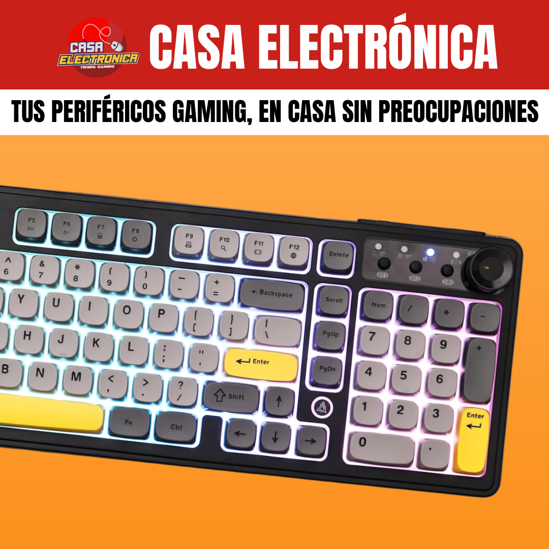 Teclado Semi Mecánico Inalámbrico Ajazz AF98 Plus Trimodo RGB 100%