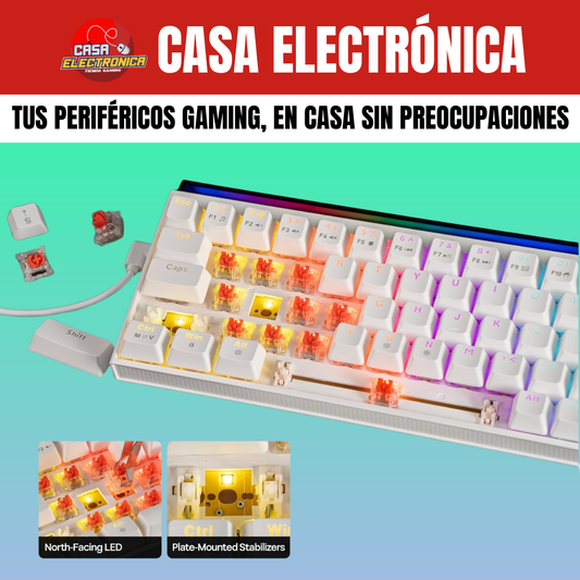 Teclado Mecánico Ajazz NK68 65% Rainbow Con Barra de Luz RGB