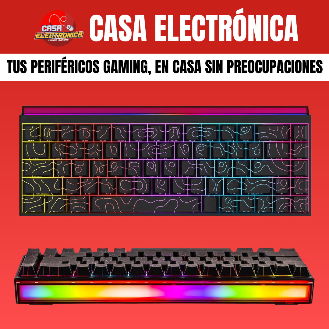 Teclado Mecánico Ajazz NK68 65% Rainbow Con Barra de Luz RGB