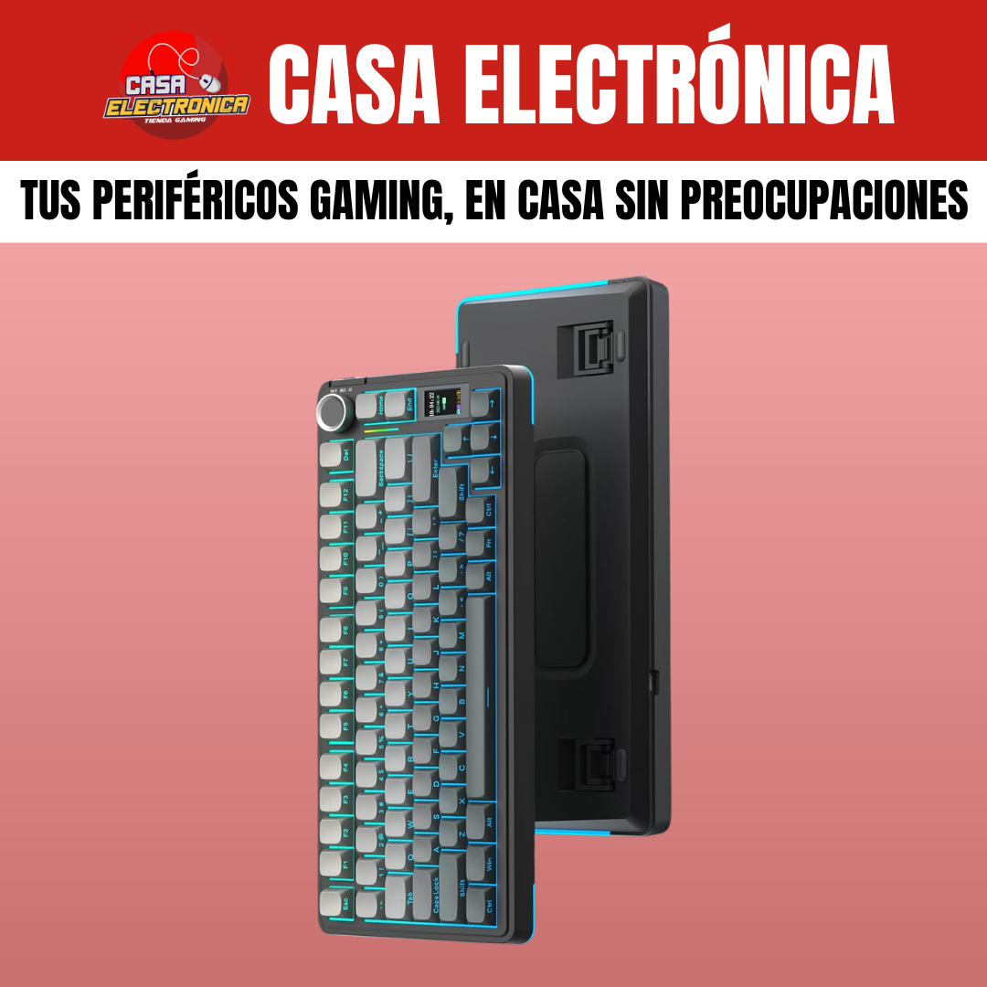 Teclado Inalámbrico Mecánico Aula S75 PRO RGB 75% Sonido Cremoso con Pantalla