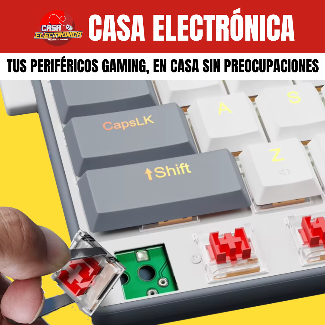 Teclado Mecánico EYooso A68 65% Ultra Rápido Perfil Bajo RGB