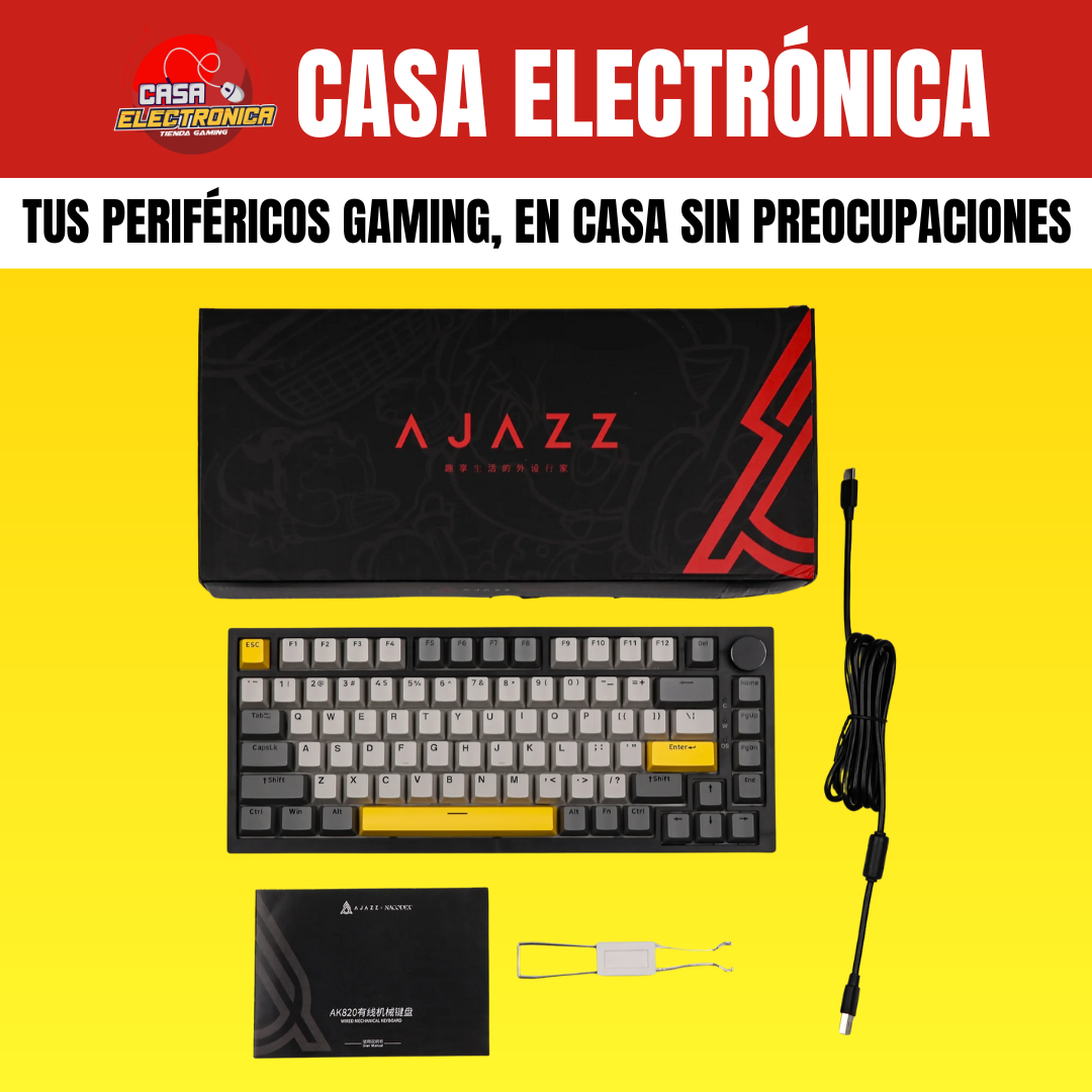 Teclado Mecánico Ajazz AK820 Montaje Gasket 75% Sonido Cremoso