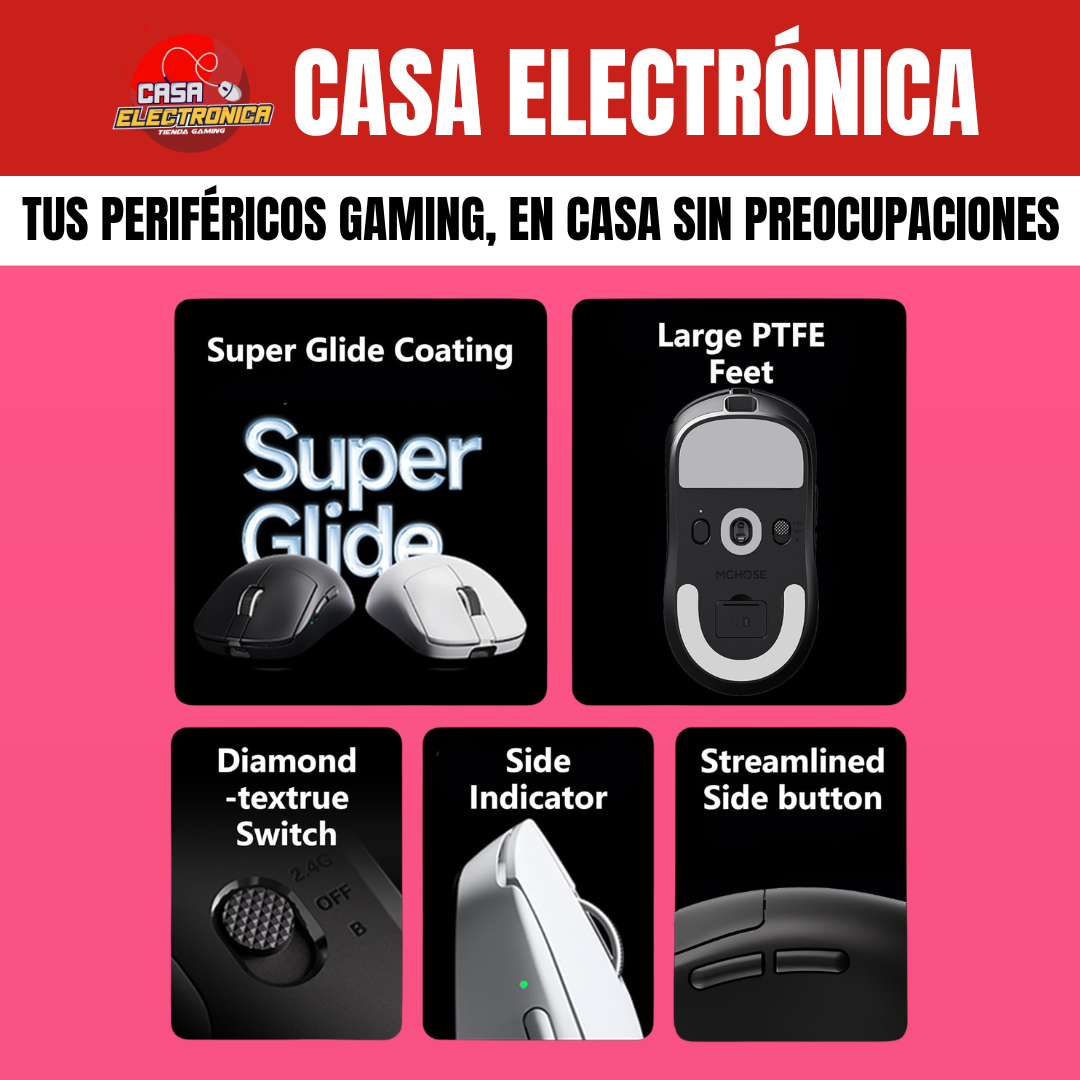 Mouse Competitivo Mchose A7 V2 Ultra 42K DPI PAW3950 TI Polling Rate 8K