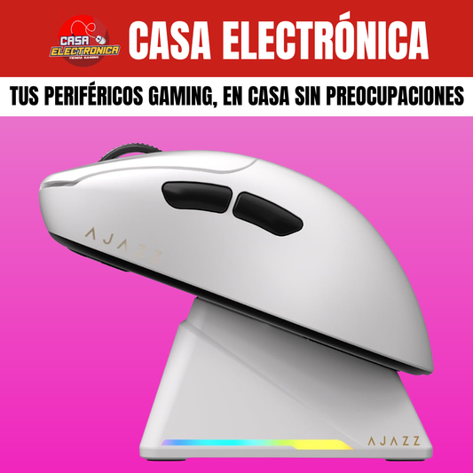 Mouse Inalámbrico Ajazz AJ179 PRO 8K HZ Polling Rate RGB Trimodo Base de Carga