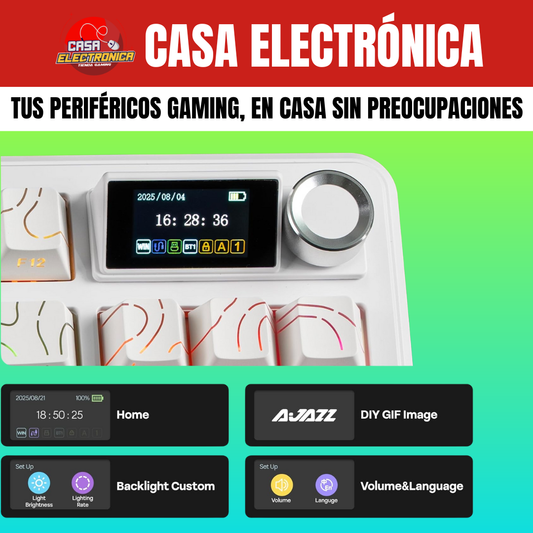 Teclado Inalámbrico Ajazz MK87 Sonido Cremoso Pantalla Ultra Duración 10.000 mAH
