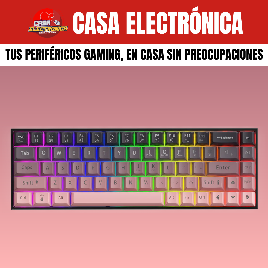 Teclado Mecánico Ajazz AK680 Led 65% Rosa Gaming