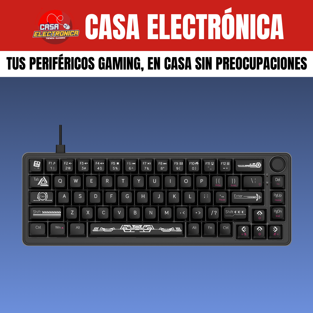 Teclado Mecánico Ajazz AK690 Transparente Gasket Sonido Cremoso con Perilla 65%