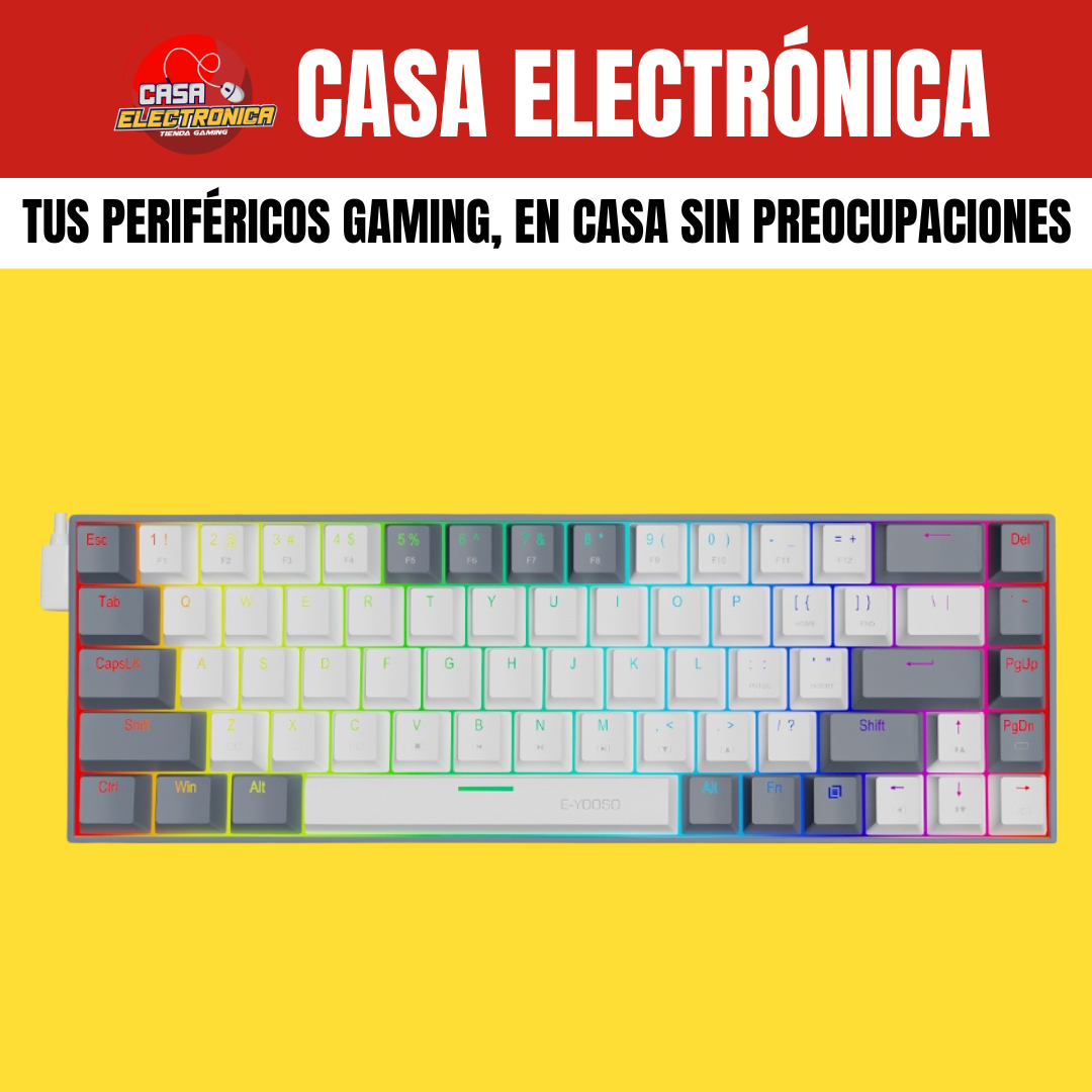 Teclado Mecánico EYooso A68 65% Ultra Rápido Perfil Bajo RGB