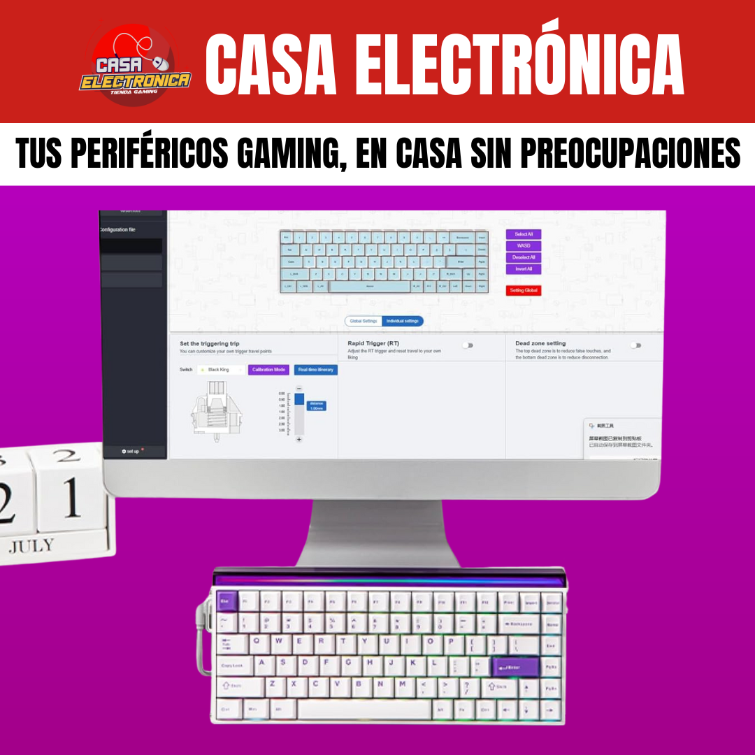Teclado Magnético Aula Hero84 He 75% 8K Polling Rate Aluminio  Barra de Luz Sonido Cremoso