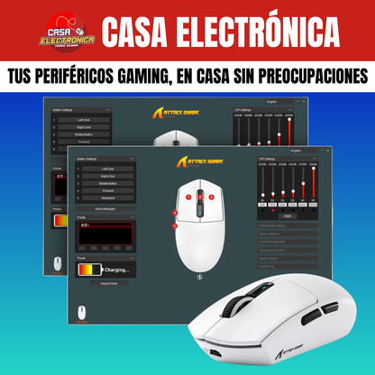 Mouse Inalámbrico Attack Shark G3 PRO Trimodo con Base de Carga