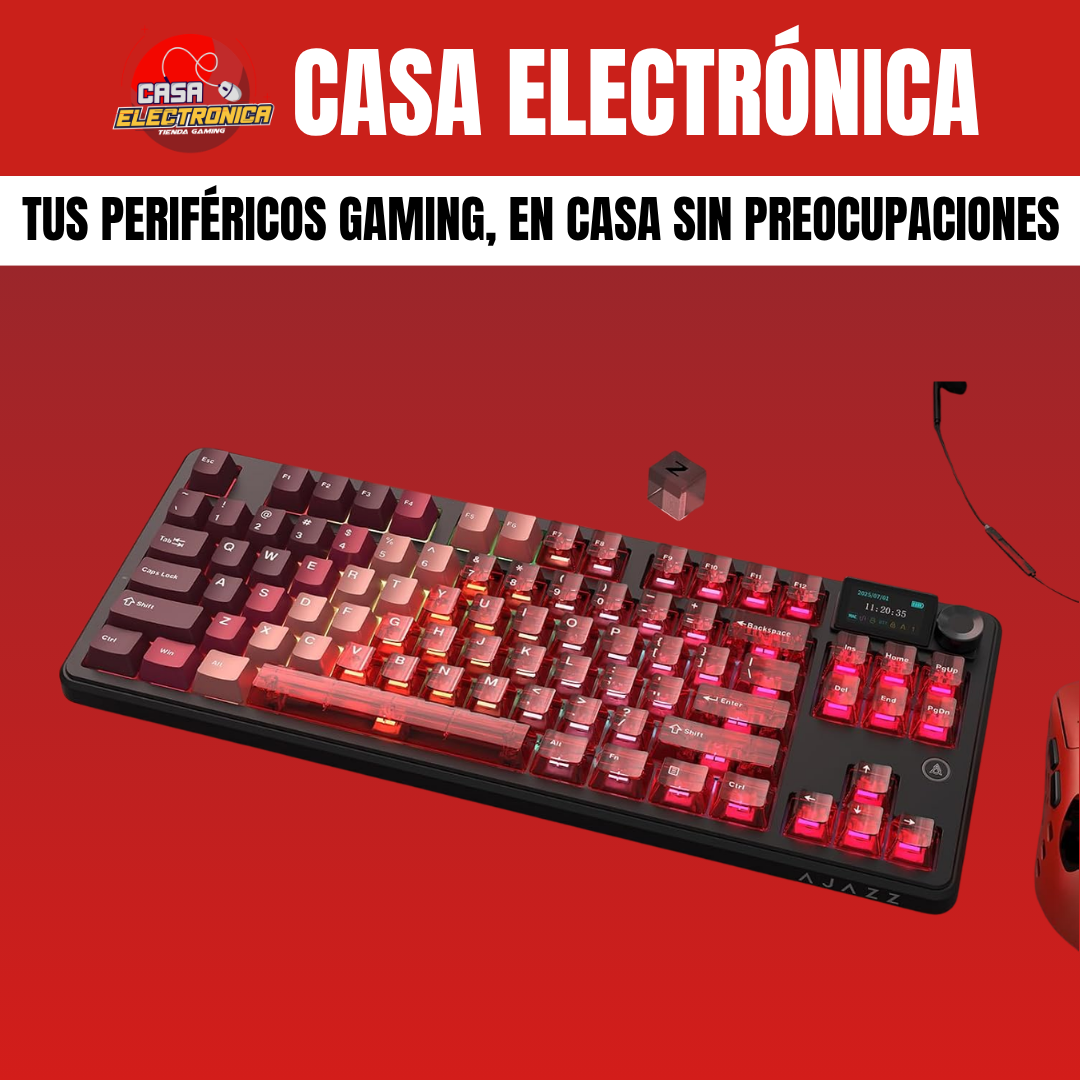 Teclado Inalámbrico Ajazz MK87 Sonido Cremoso Pantalla Ultra Duración 10.000 mAH