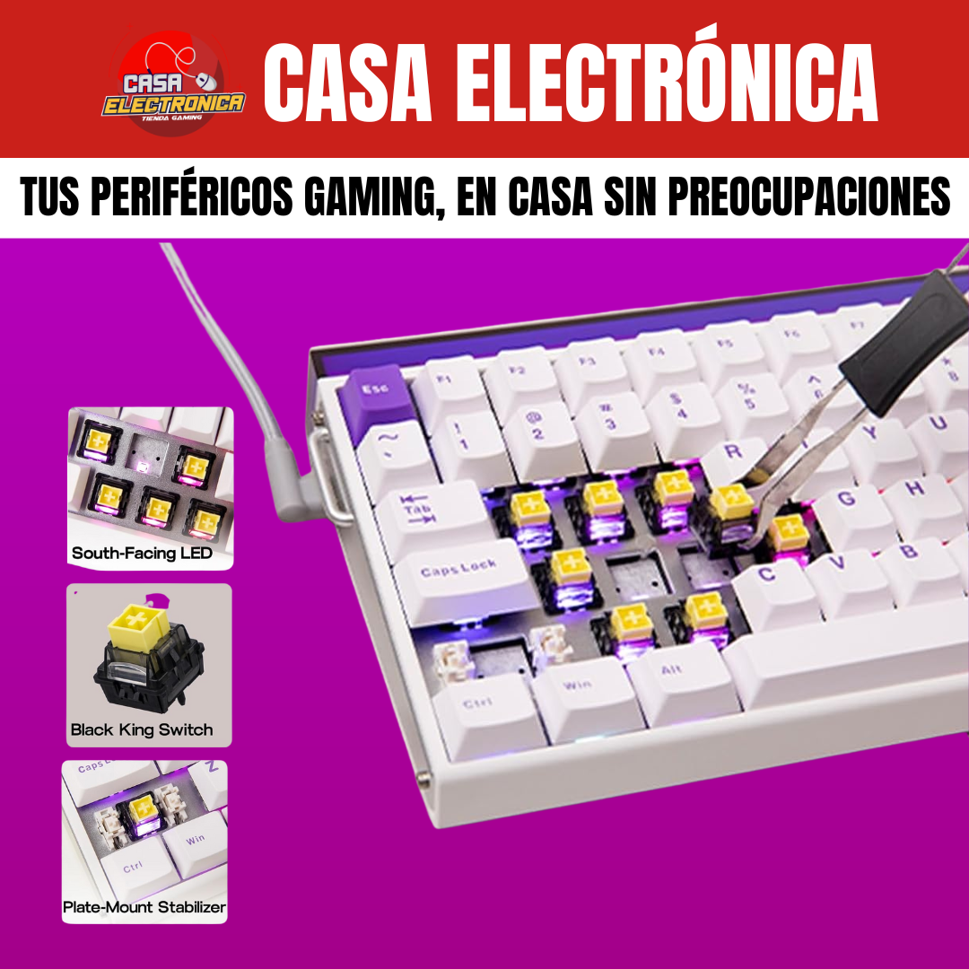 Teclado Magnético Aula Hero84 He 75% 8K Polling Rate Aluminio  Barra de Luz Sonido Cremoso