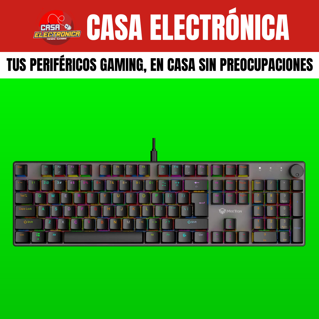 Teclado Mecánico Meetion MK009 RD 100% Con Perilla de Volumen
