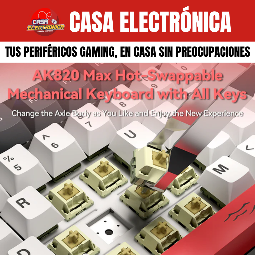 Teclado Inalámbrico Ajazz AK820 Max Plus con Pantalla RGB Gasket Sonido Cremoso 8.000 mAH