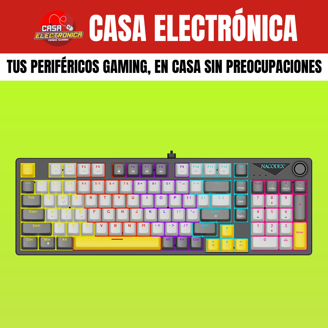 Teclado Mecánico Ajazz NK98 Rainbow 98% Perilla de Volumen Gaming