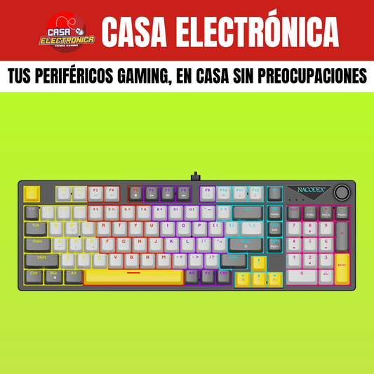 Teclado Mecánico Ajazz NK98 Rainbow 98% Perilla de Volumen Gaming