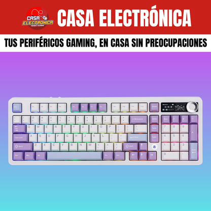 Teclado Mecánico Ajazz AK980 Con Pantalla 98% Trimodo RGB Con Perilla Batería Ultra Duradera