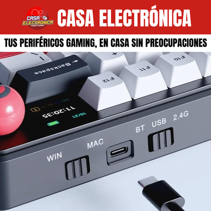 Teclado Inalámbrico Ajazz AK820 Max Plus con Pantalla RGB Gasket Sonido Cremoso 8.000 mAH
