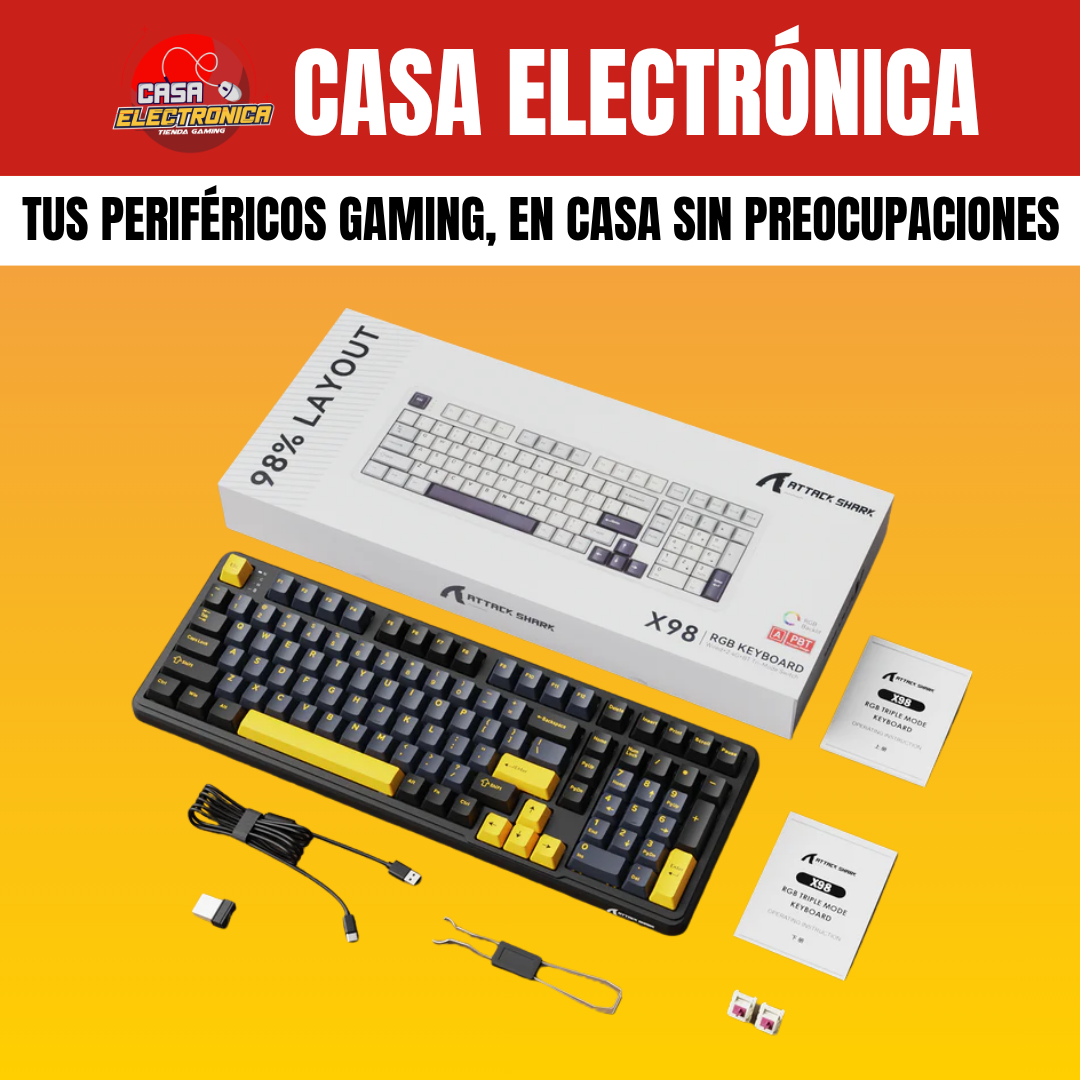 Teclado Cremoso Inalámbrico Attack Shark X98 Trimodo Gasket RGB 100%