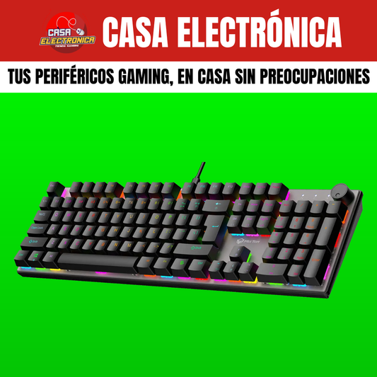 Teclado Mecánico Meetion MK009 RD 100% Con Perilla de Volumen