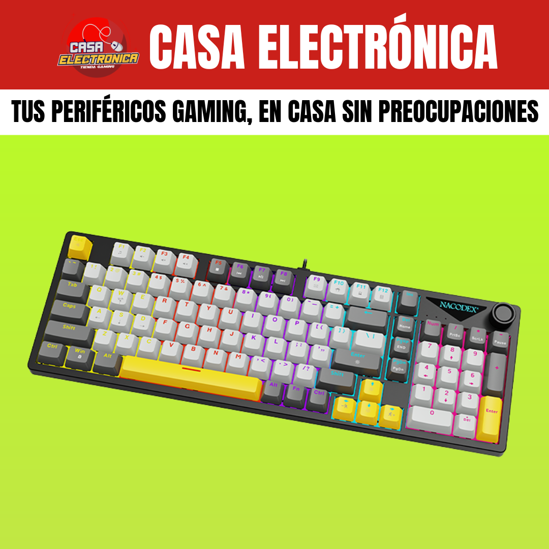 Teclado Mecánico Ajazz NK98 Rainbow 98% Perilla de Volumen Gaming