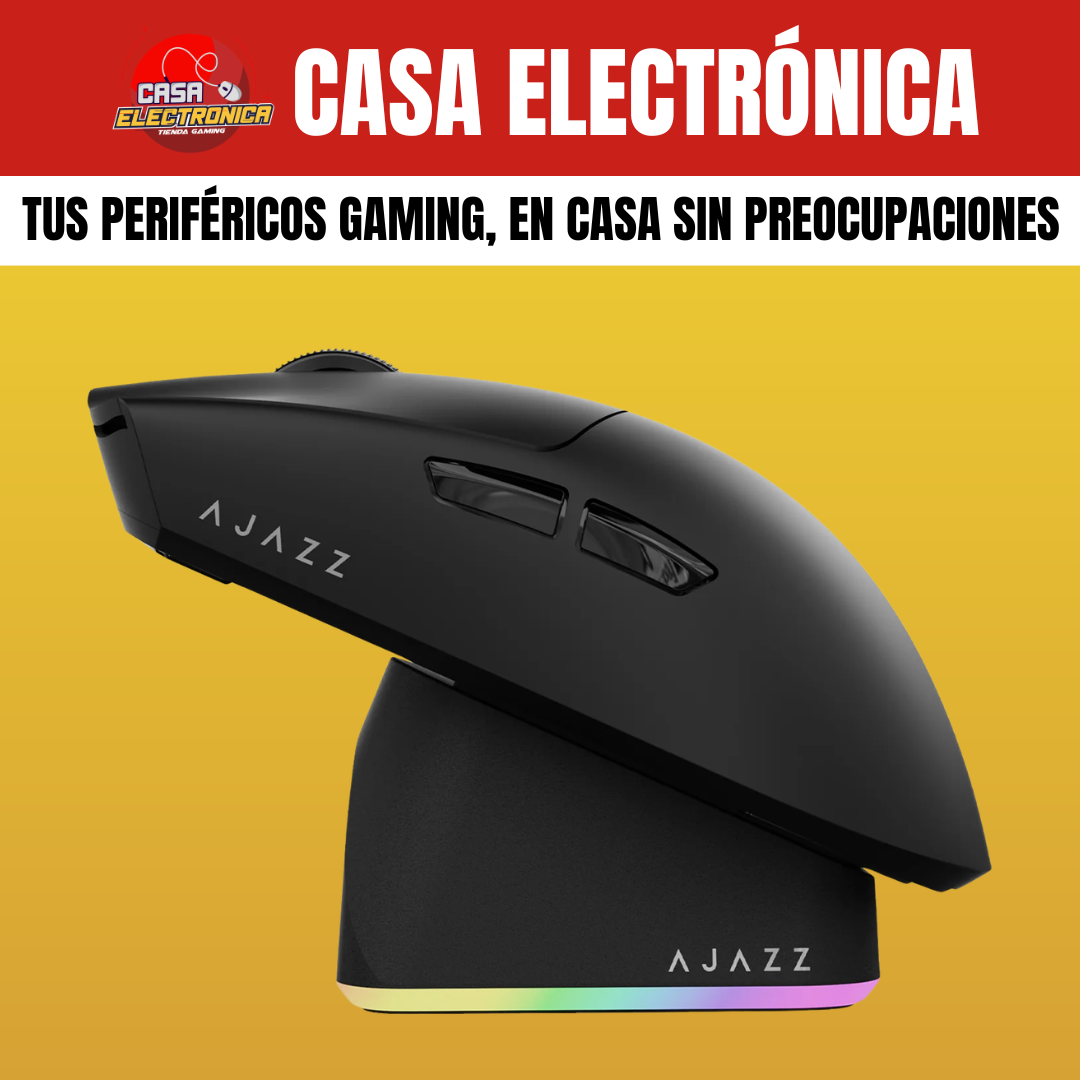 Mouse Inalámbrico Ajazz AJ139P V3 MAX Trimodo Base de Carga RGB Competitivo