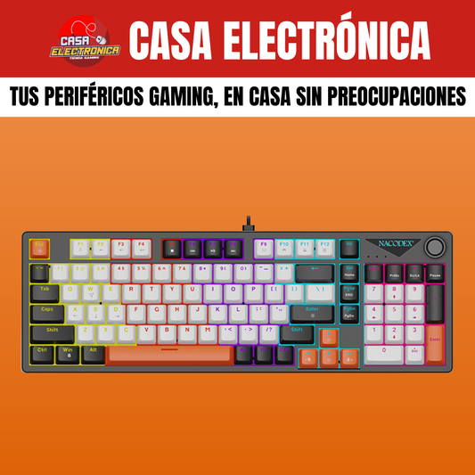 Teclado Mecánico Ajazz NK98 Rainbow 98% Perilla de Volumen Gaming