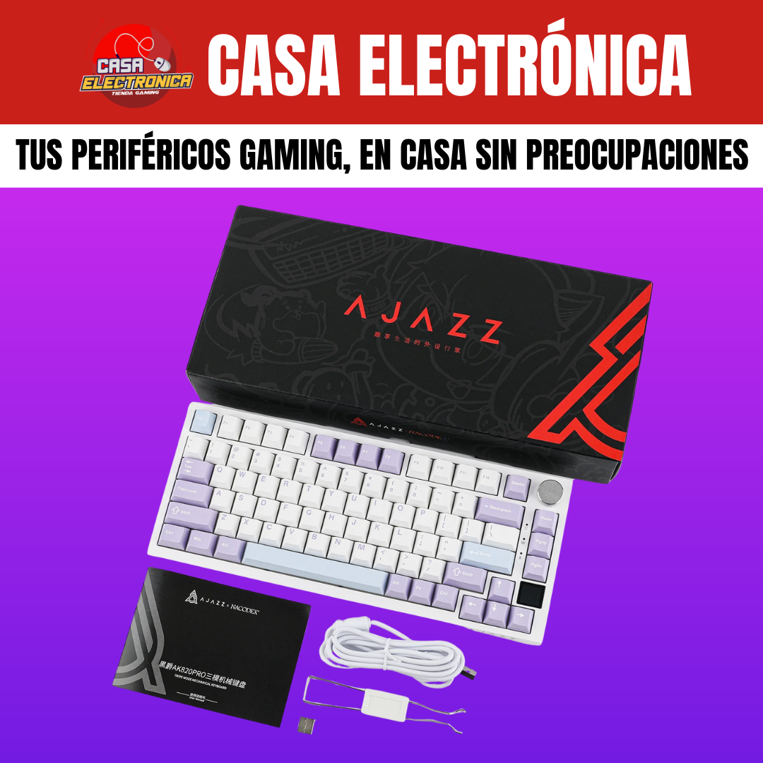 Teclado Mecánico Ajazz AK820 PRO Pantalla RGB 75% Sonido Cremoso