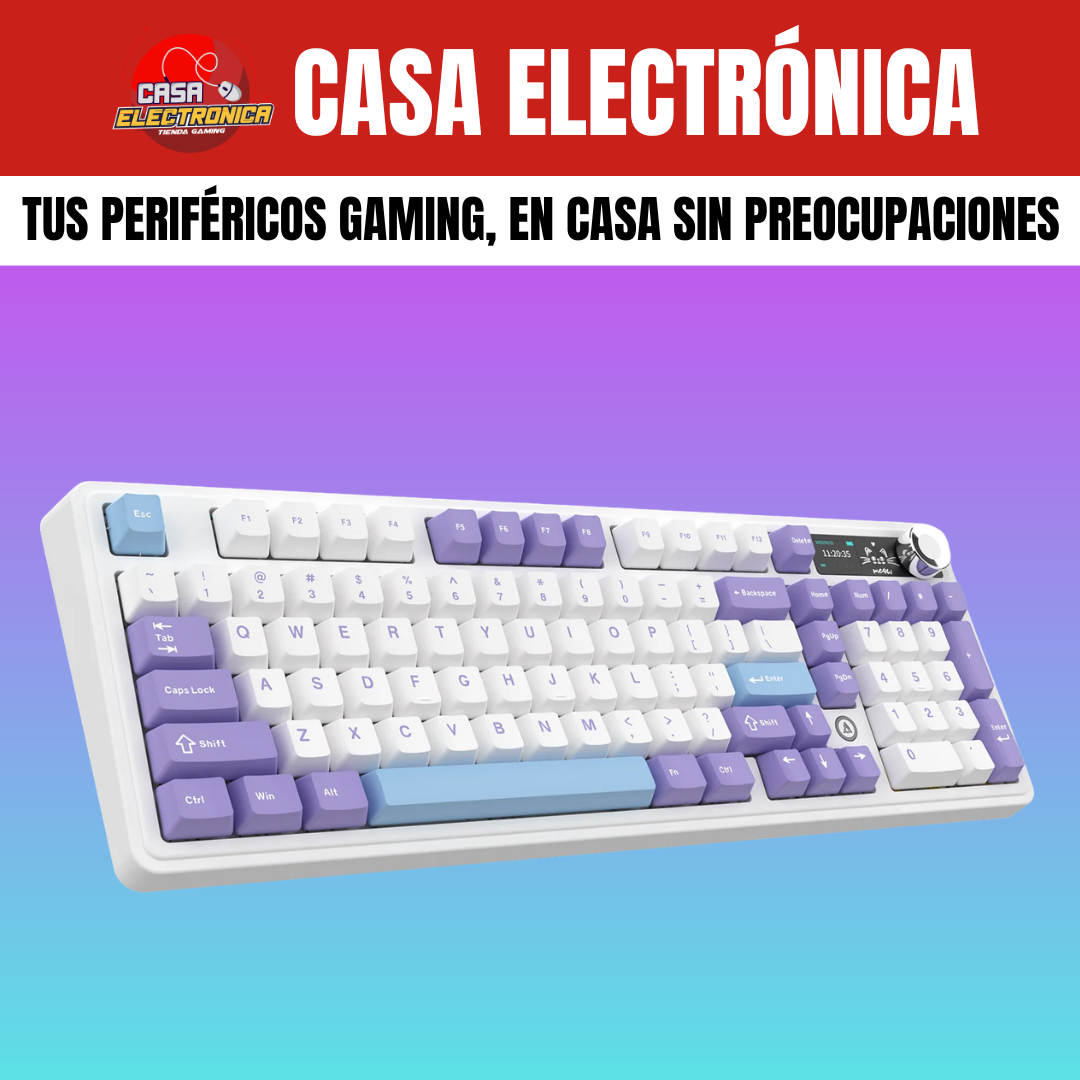Teclado Mecánico Ajazz AK980 Con Pantalla 98% Trimodo RGB Con Perilla Batería Ultra Duradera
