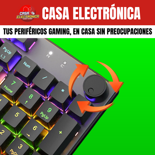 Teclado Mecánico Meetion MK009 RD 100% Con Perilla de Volumen