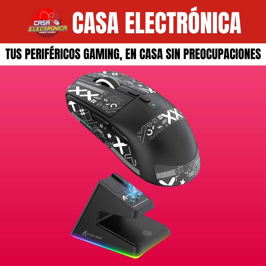 Mouse Inalámbrico Attack Shark X6 Competitivo con Base de Carga 26K RGB