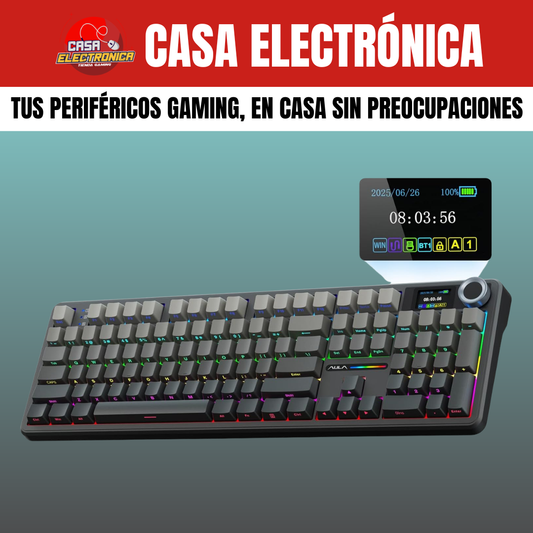 Teclado Inalámbrico Aula F108 PRO 100% Sonido Cremoso con Pantalla
