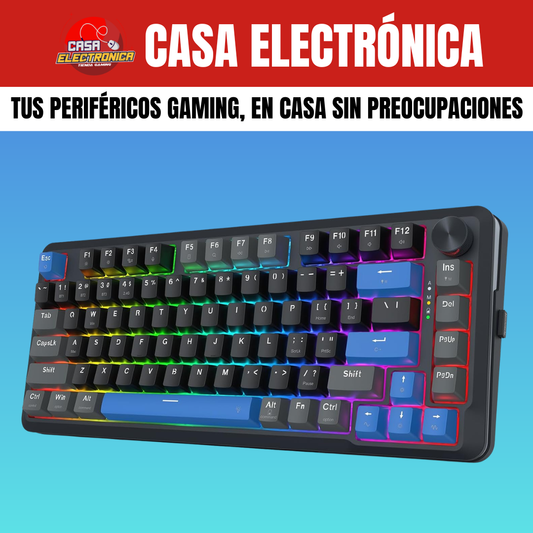 Teclado Inalámbrico Mecánico Redragon Cyrus PRO K681 RGB 75% Sonido Cremoso