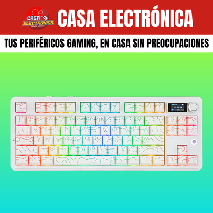 Teclado Inalámbrico Ajazz MK87 Sonido Cremoso Pantalla Ultra Duración 10.000 mAH