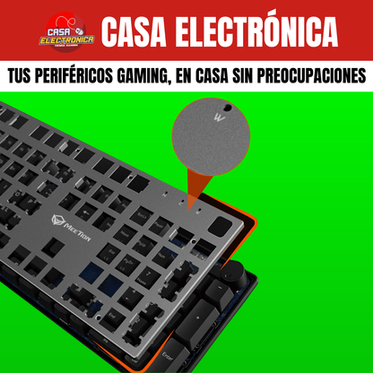 Teclado Mecánico Meetion MK009 RD 100% Con Perilla de Volumen