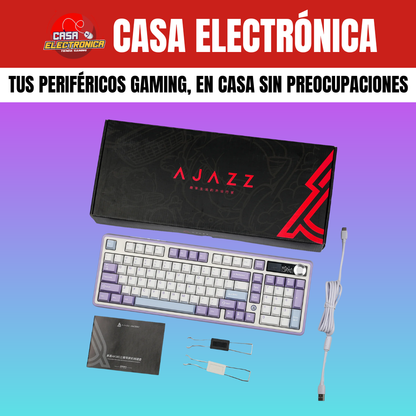 Teclado Mecánico Ajazz AK980 Con Pantalla 98% Trimodo RGB Con Perilla Batería Ultra Duradera