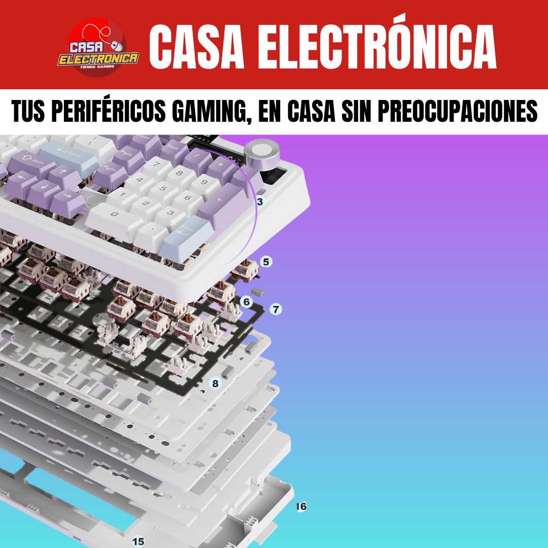 Teclado Mecánico Ajazz AK980 Con Pantalla 98% Trimodo RGB Con Perilla Batería Ultra Duradera