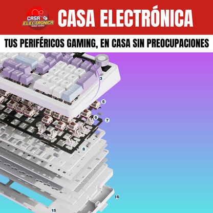 Teclado Mecánico Ajazz AK980 Con Pantalla 98% Trimodo RGB Con Perilla Batería Ultra Duradera