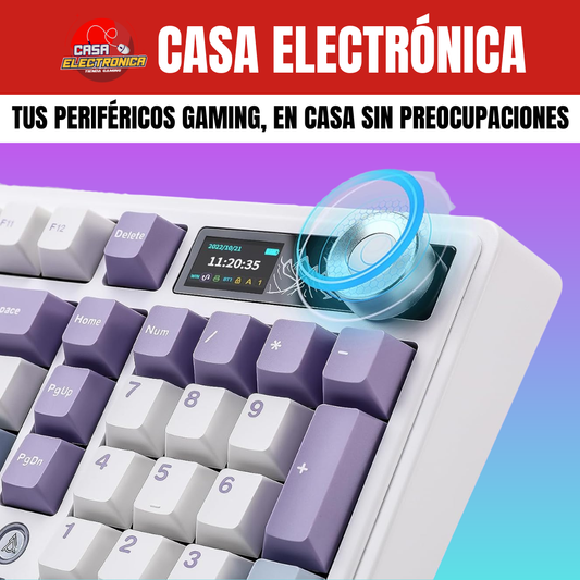 Teclado Mecánico Ajazz AK980 Con Pantalla 98% Trimodo RGB Con Perilla Batería Ultra Duradera