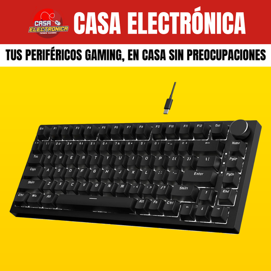 Teclado Mecánico Ajazz AK820 LED 75% Montaje Gasket con Perilla Sonido Cremoso