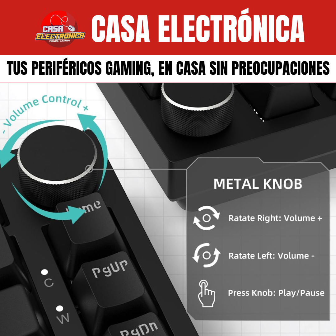 Teclado Mecánico Ajazz AK820 LED 75% Montaje Gasket con Perilla Sonido Cremoso