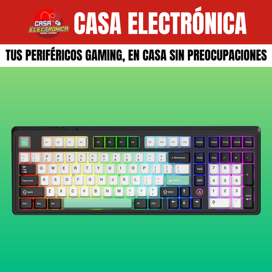 Teclado Inalámbrico Ajazz AK980 V2 RGB Trimodo Gasket Sonido Cremoso 5.000 mAH