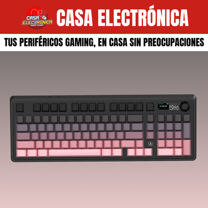Teclado Inalámbrico Mecánico Ajazz AK980 V2 Con Pantalla 98% Trimodo RGB Con Perilla 10.000 mAH Batería