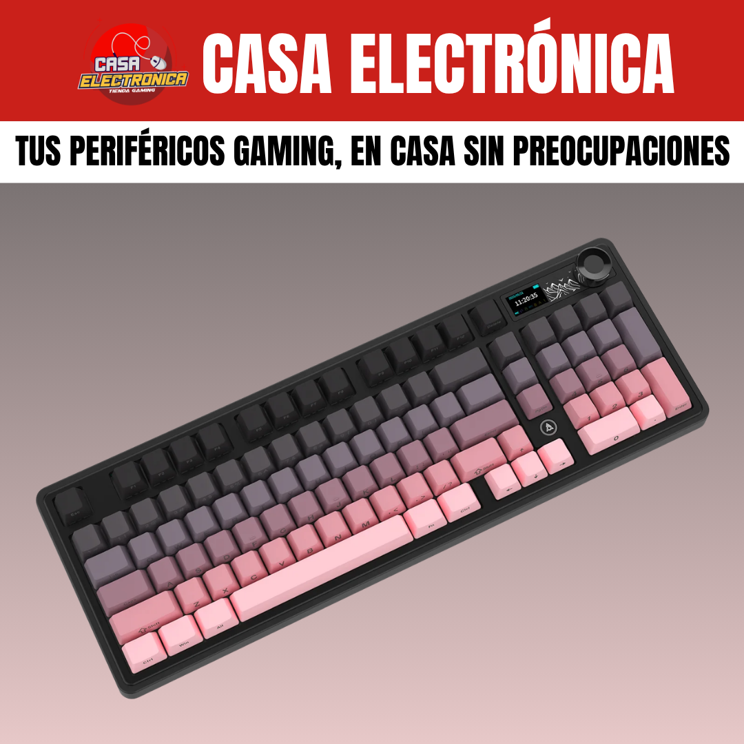 Teclado Inalámbrico Mecánico Ajazz AK980 V2 Con Pantalla 98% Trimodo RGB Con Perilla 10.000 mAH Batería