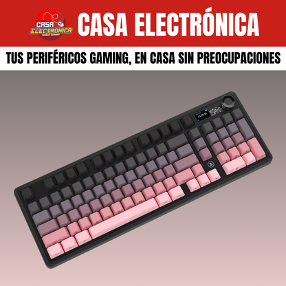 Teclado Inalámbrico Mecánico Ajazz AK980 V2 Con Pantalla 98% Trimodo RGB Con Perilla 10.000 mAH Batería