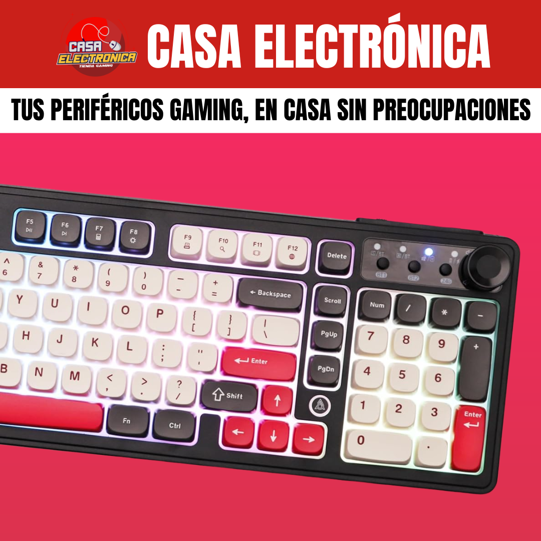 Teclado Semi Mecánico Inalámbrico Ajazz AF98 Plus Trimodo RGB 100%